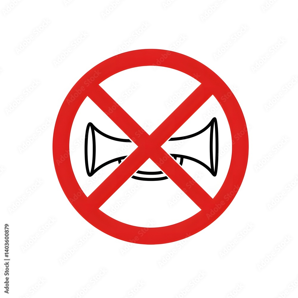 Red Circle Prohibition Sign: No Horn Blowing Allowed Red Circle Prohibition Sign: No Horn Blowing Allowed