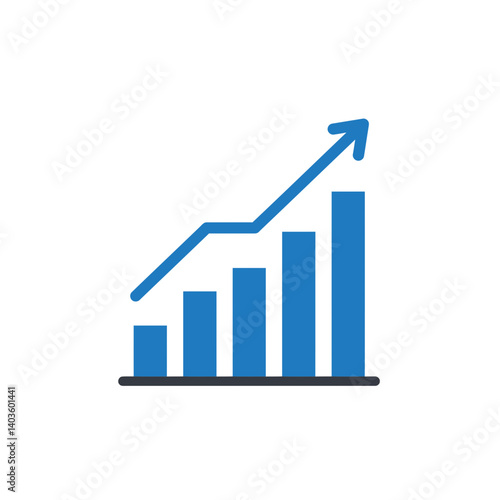 Ascending Progress Graph: A clean and contemporary chart illustrating growth and success through upward movement, perfectly suited for business, financial, and strategic concepts.