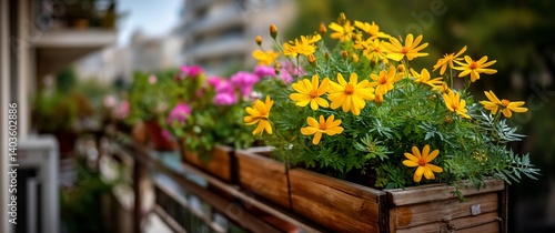 Wallpaper Mural Balcony Flowers in Wooden Boxes Torontodigital.ca