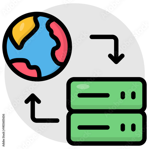 A flat icon design of global server 
