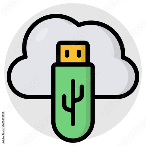 Premium download icon of cloud usb