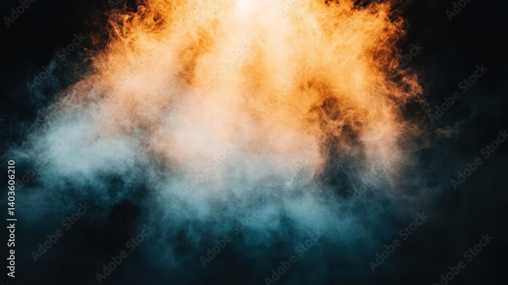 A dramatic explosion of orange and yellow smoke fills the frame. A dramatic explosion of orange and yellow smoke fills the frame.