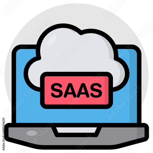 Editable design icon of cloud saas
