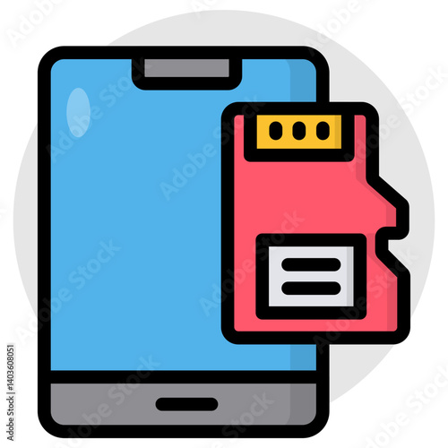 Flat design icon of mobile sim card
