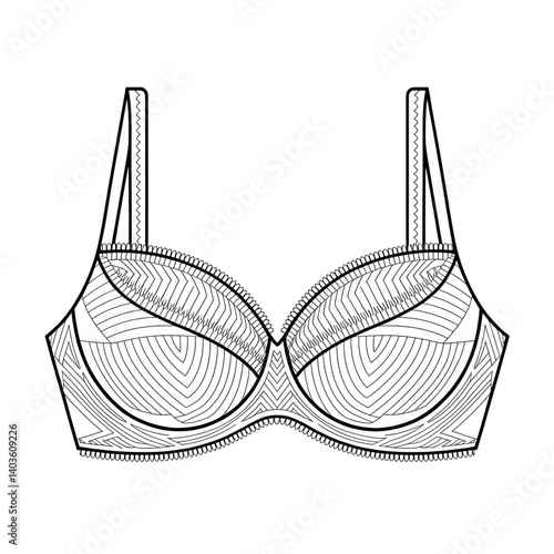 A black and white bra illustration line art of a coloring page
