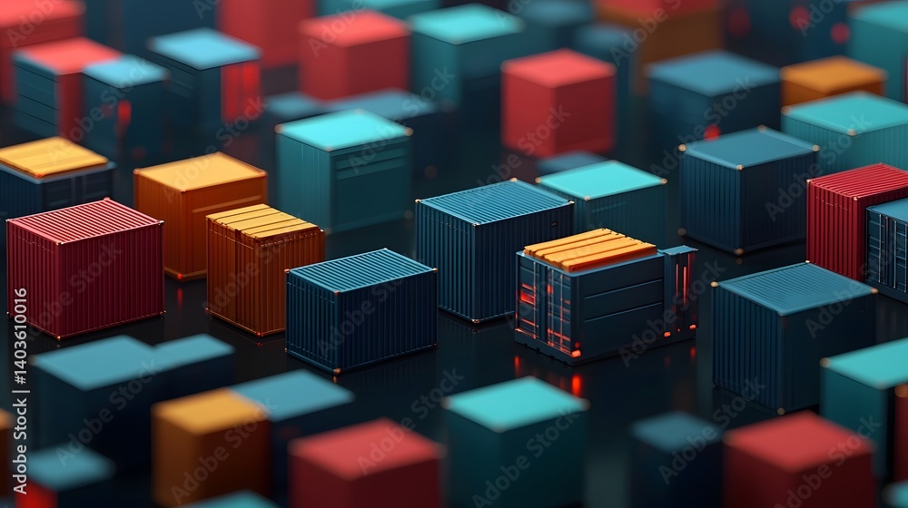 Fototapeta premium Futuristic AI Driven Robotic Shipping Container Yard Showcasing Advanced Automation and Optimization for Seamless Logistics and Supply Chain Management