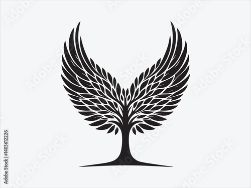 Wallpaper Mural Tree with Angel Wings Silhouette for Spiritual Nature-Inspired Art and Symbolic Designs of Growth and Protection Torontodigital.ca