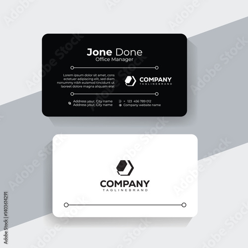Black and White  Business Card Template with Minimal Details. Luxury black and white business card template, simple yet professional design for entrepreneurs.