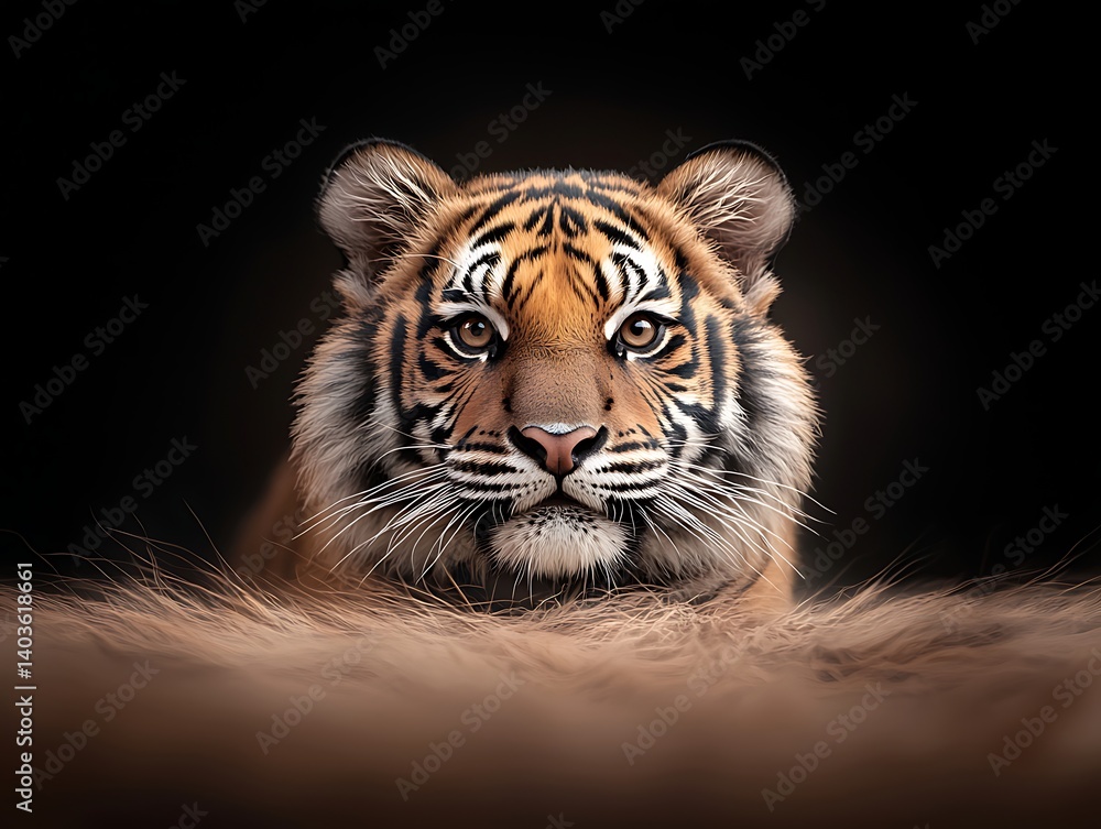 Fototapeta premium Tiger Portrait on Dark Background
