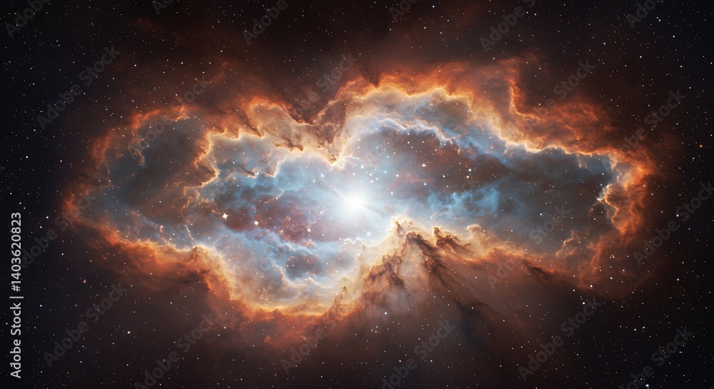 Fototapeta premium Glow in Space Nebula with Stars and Colorful Cosmic Cloud
