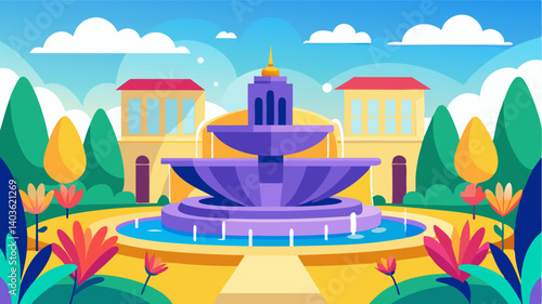 The citys meeting point the spacious square boasts a stunning fountain surrounded by vibrant flower beds.