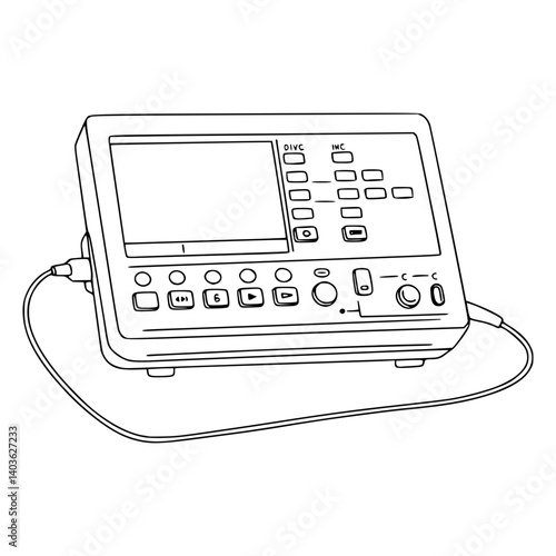 Super Simple Stroke Line Art of ECG Machine Illustration - Heart Monitoring Medical Device