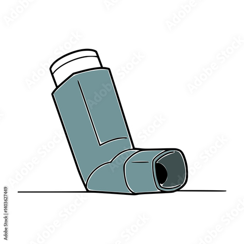 Super Simple Stroke Line Art of Inhaler Illustration - Asthma and COPD Treatment Device