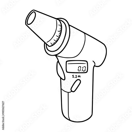 Super Simple Stroke Line Art of Peak Flow Meter Drawing - Asthma Monitoring Device