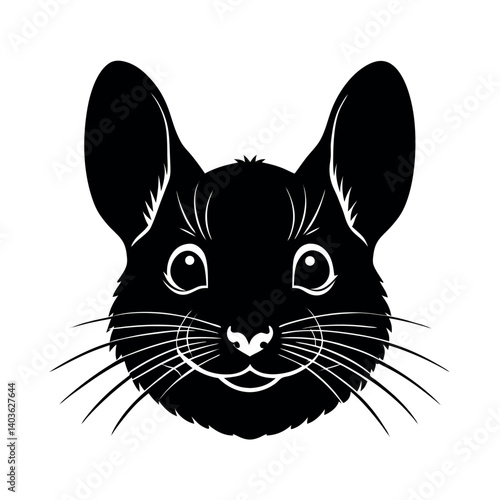 chinchilla  face silhouette on a white background