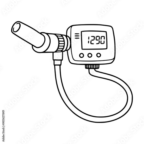 Super Simple Stroke Line Art of Spirometer Illustration - Lung Function Testing Device