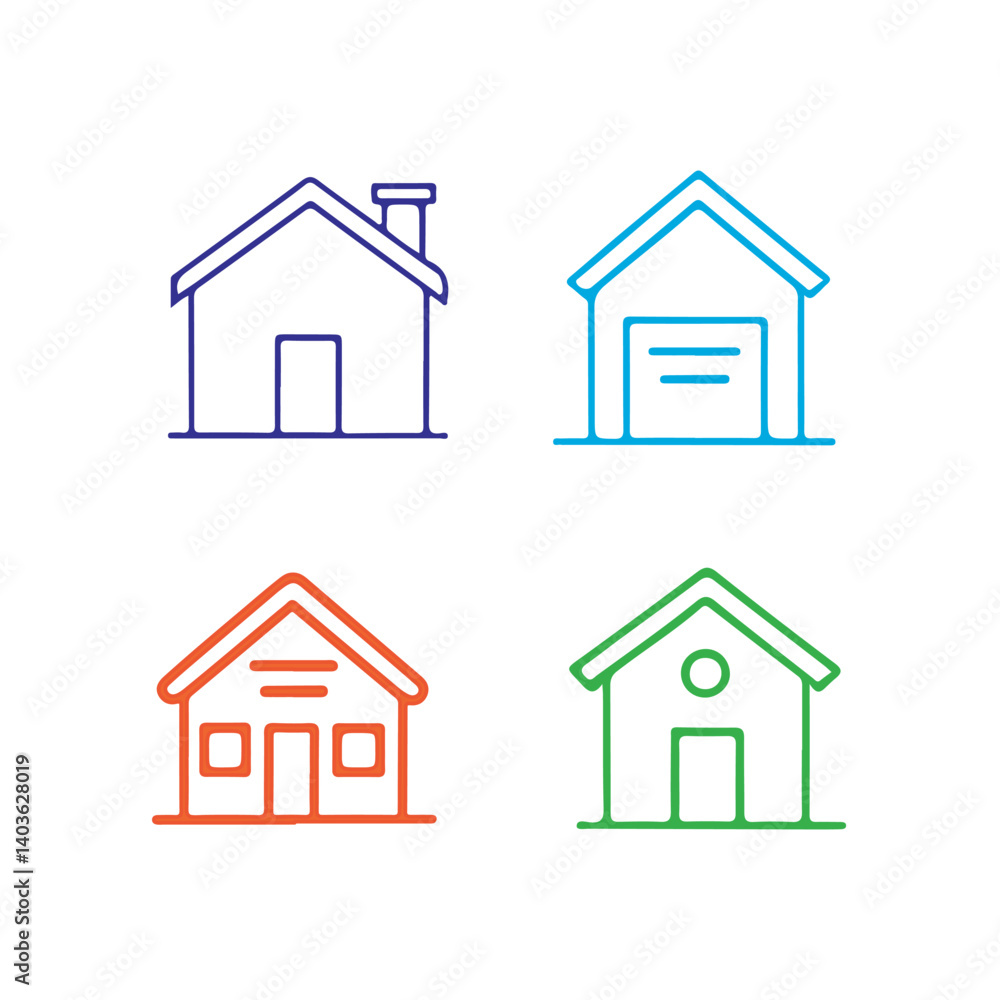 Fototapeta premium Black Home Vector Icons.