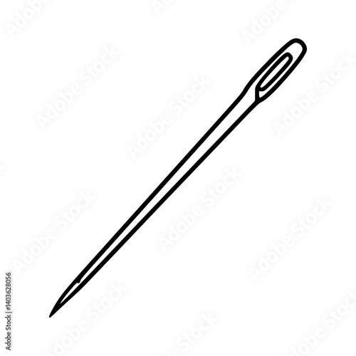 Super Simple Stroke Line Art of Suturing Needle Illustration - Surgical Stitching Tool