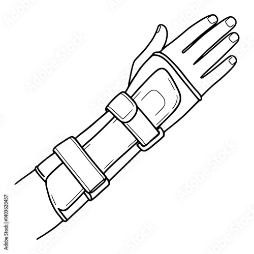 Super Simple Stroke Line Art of Wrist Splint Drawing - Hand Support Medical Device