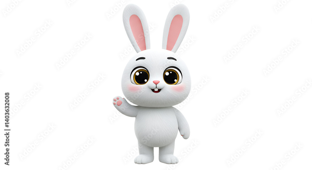 Obraz premium Happy Bunny Waving – No Background