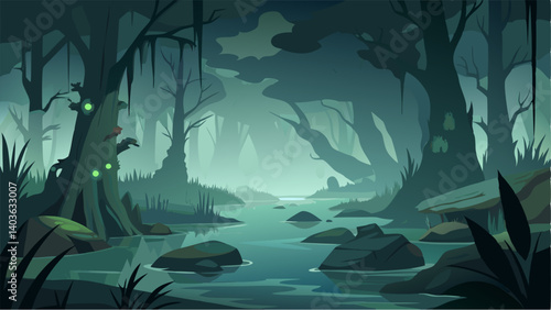 The misty swamp seems to hold secrets just beyond reach enticing and beckoning explorers to uncover its mysteries.