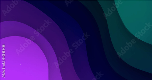 A vector illustration featuring abstract, flowing waves or curves in a gradient of purple and dark blue. The lighter purple hues are concentrated in the lower left area, transitioning to deeper purple