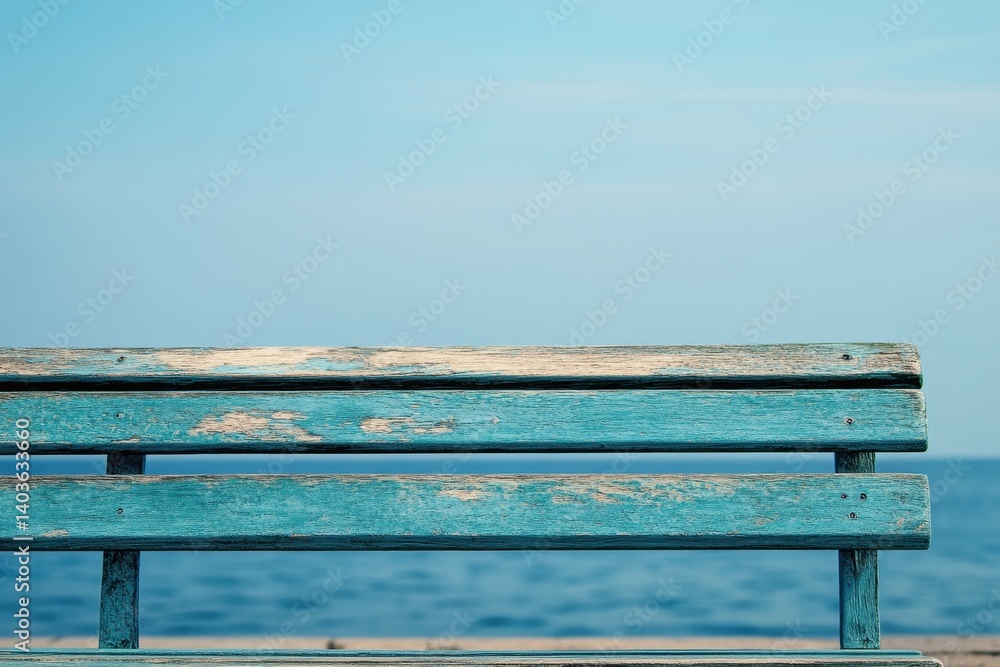 Fototapeta premium Wooden bench by ocean