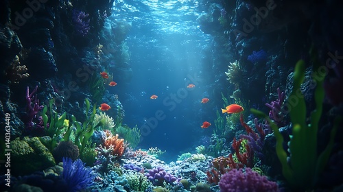 Wallpaper Mural Exotic coral reef glow wallpaper Torontodigital.ca