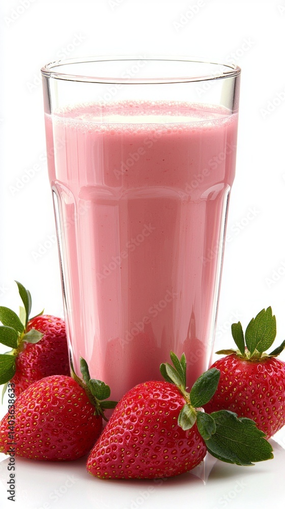 A glass of pink strawberry smoothie with a bunch of strawberries on the side A glass of pink strawberry smoothie with a bunch of strawberries on the side