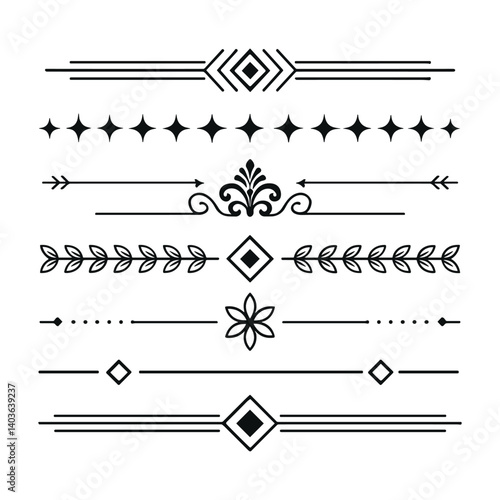 Elegant vintage calligraphic design elements and decorative flourishes for page borders and ornate illustrations