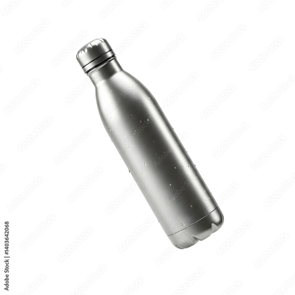 reusable metal water bottle on a solid white background reusable metal water bottle on a solid white background