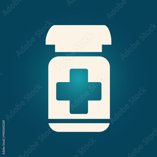 Pill bottle trendy icon regal abstract vector illustration colorful artwork lovely design