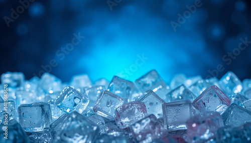 ice cubes on blue background