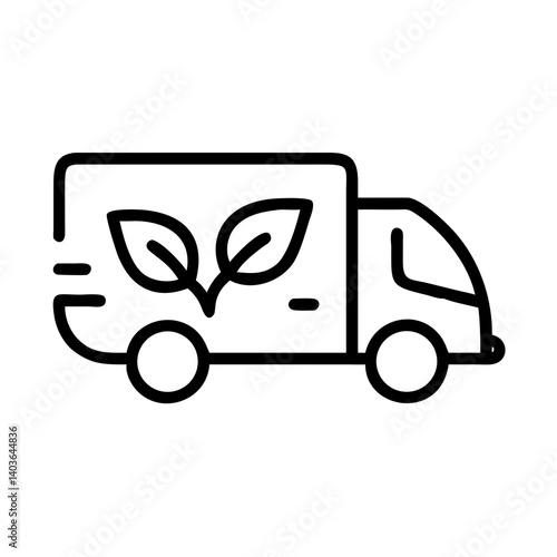 Eco Transportation Icon of a Delivery Truck with Leaves  