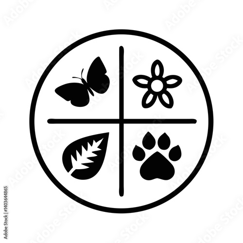 Endangered Species Icon Illustrating Nature Elements  