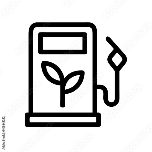 Biofuel pump icon with plant symbol in minimalist style  