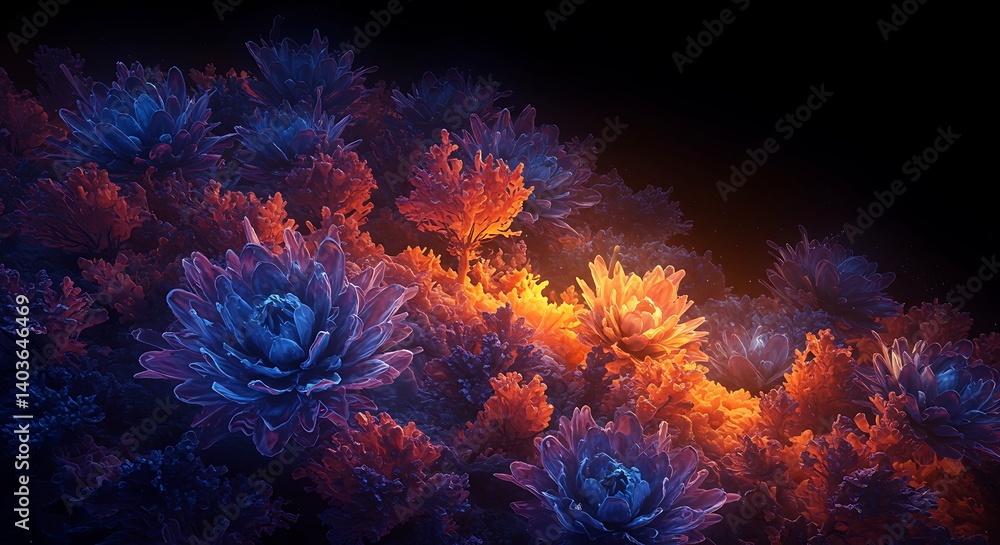 Obraz premium Glowing Floral Garden at Night Digital Art