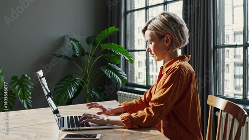 The Woman Working at Laptop
