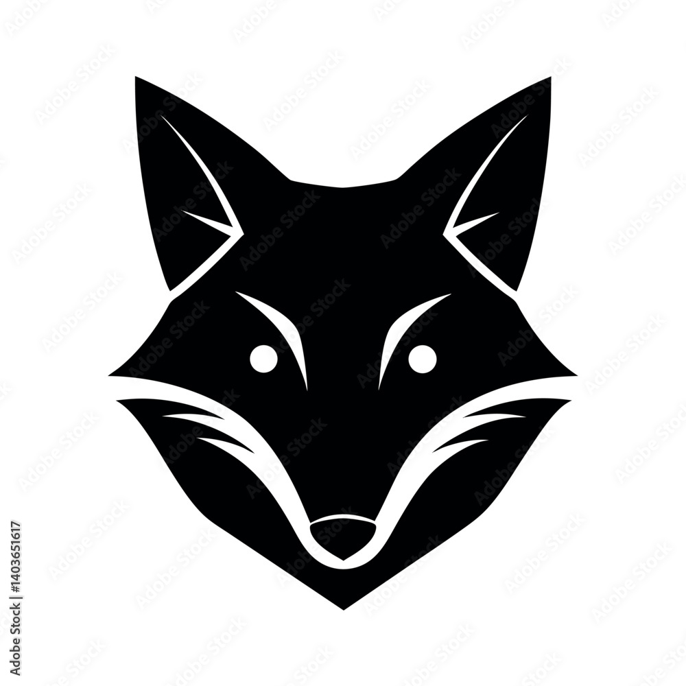 Obraz premium fox face silhouette on a white background