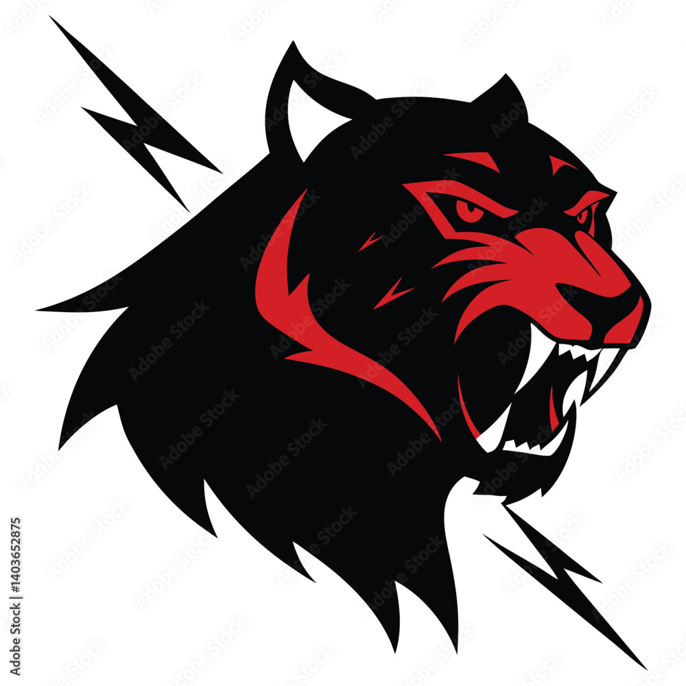 Obraz premium Tiger Head Vector Silhouette battle scarred tiger head silhouette with claw mar