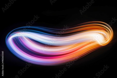 Glowing neon trails create dynamic visual chaos in vibrant, colorful display at night