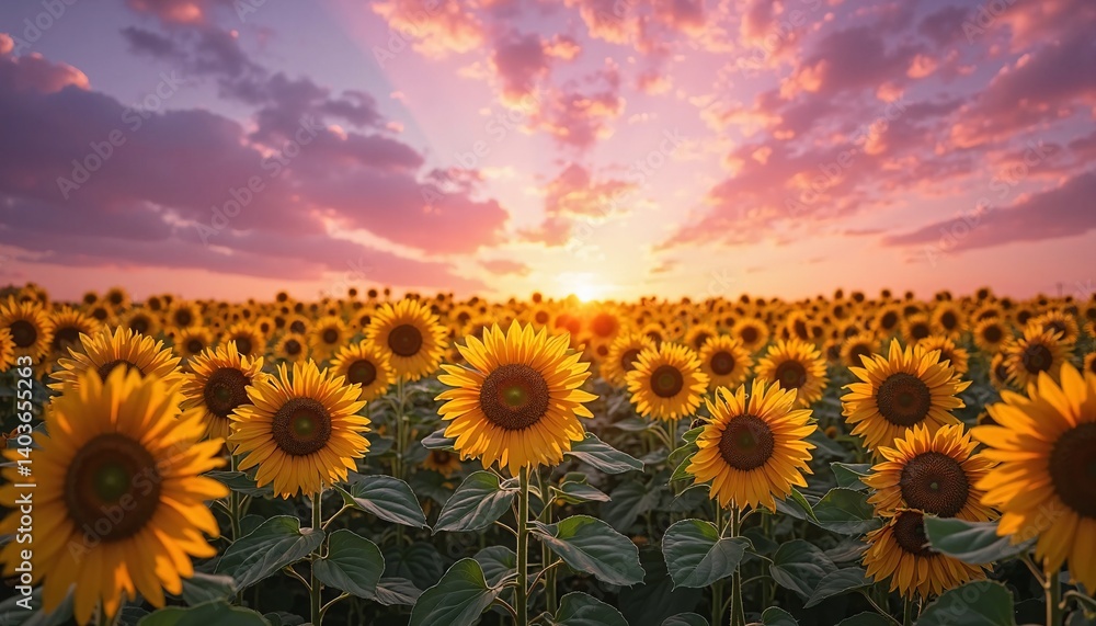 Obraz premium sunflower field at sunset