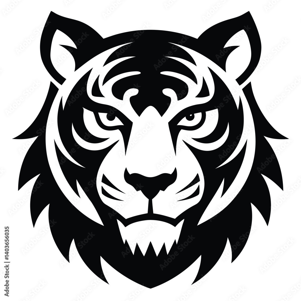 Obraz premium Tiger Head Vector Silhouette stencil style tiger head silhouette perfect for g