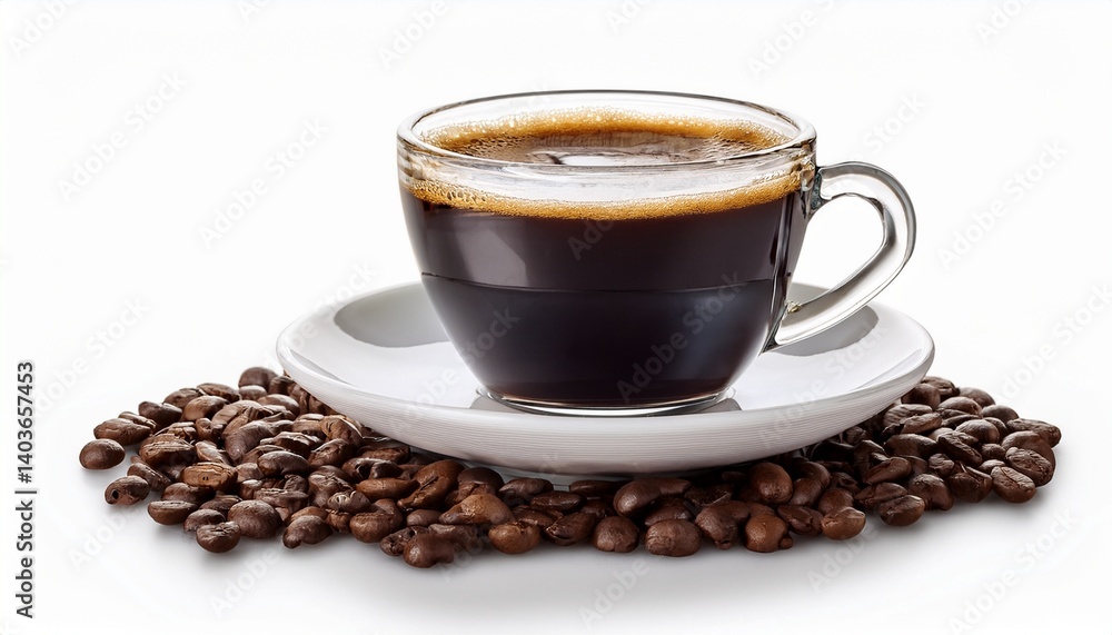 Fototapeta premium black coffee in cup isolated on white background