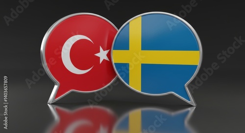 Dialogue visualization featuring Turkey and Sweden flags in speech bubbles Free Download Dialogue visualization featuring Turkey and Sweden flags in speech bubbles - GFXLoad