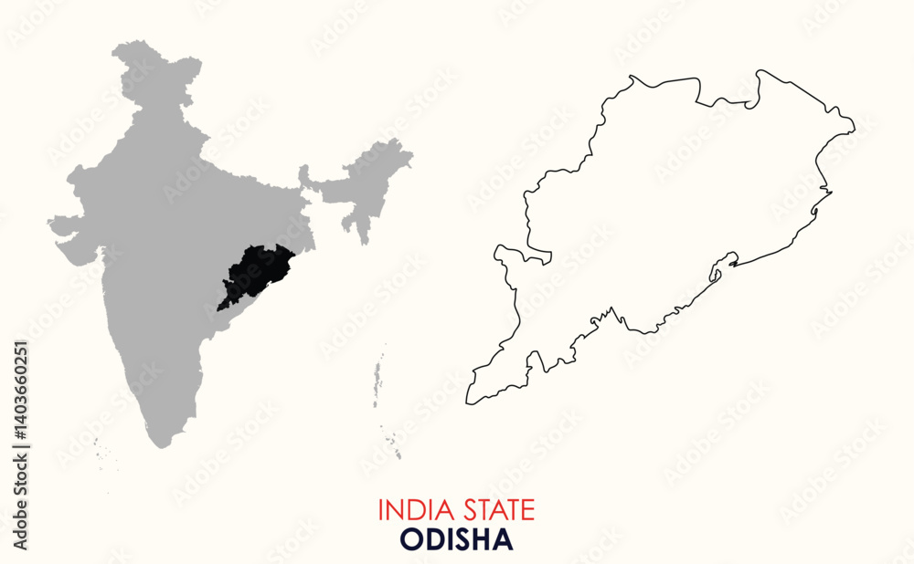 Map of Odisha, Map of Odisha with Indian Map, Odisha state of India Vector Illustration.
Map of Odisha, Map of Odisha with Indian Map, Odisha state of India Vector Illustration.