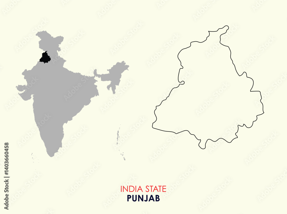 Map of Punjab, Map of Punjab with Indian Map, Punjab state of India Vector Illustration.
Map of Punjab, Map of Punjab with Indian Map, Punjab state of India Vector Illustration.