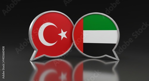 Free Download Turkey and United Arab Emirates communication dialogue concept with flag icons - GFXLoad