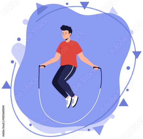 Minimalist illustration of man jumping rope