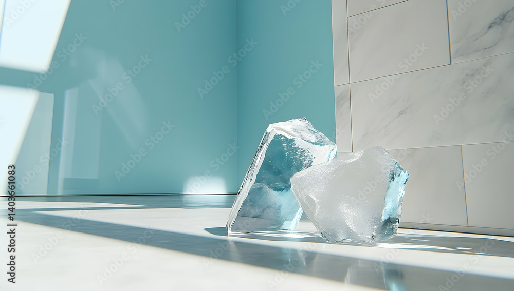 Abstract Background Featuring Jade Light Prism and Whisps with Blue and White Tones